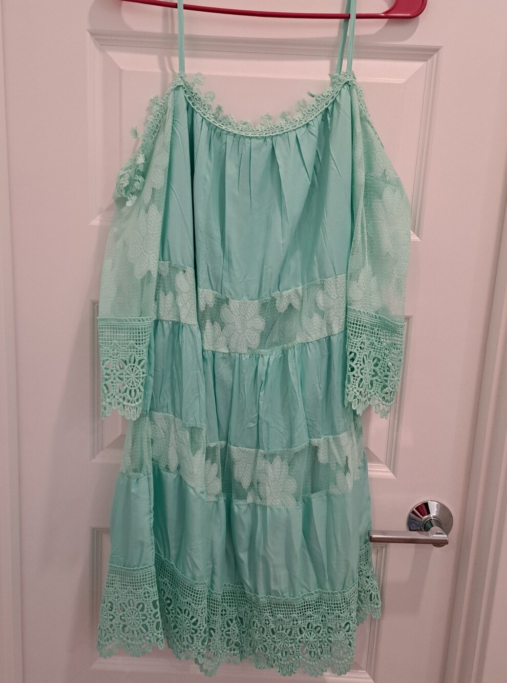 Mint Lace Cold-Shoulder Sundress